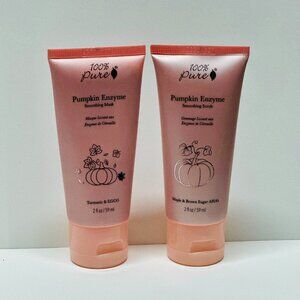 100% Pure Pumpkin Enzyme Smoothing Mask AND Scrub - 2 fl oz each - BRAND NEW